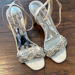 Badgley Mischka Ivory and Silver Embellished Heels